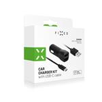 Nabíjačka do auta FIXED s výstupom 2xUSB a káblom USB/USB-C, 1 meter, 15W Smart Rapid Charge, čierna