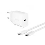 Nabíjačka Epico 20W PD Bundle s káblom USB-C na USB-C 1,2 m - biela