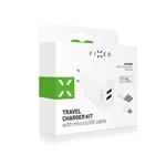 Nabíjačka FIXED s výstupom 2xUSB a káblom USB/micro USB, 1 meter, 15 W Smart Rapid Charge, biela