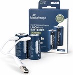Nabíjateľné lítium-iónové batérie MediaRange s konektorom USB-C – typ C, 1,5 V, 3000 mAh, 2 ks