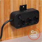 Nabíjecí stanice Huslog 15W 3xzásuvka, 2xUSB-C, 2xUSB, 1x držák na telefon černá