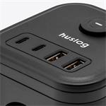 Nabíjecí stanice Huslog 15W 3xzásuvka, 2xUSB-C, 2xUSB černá
