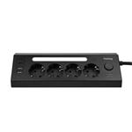 Nabíjecí stanice Huslog 15W 4xzásuvka, 2xUSB-C, 2xUSB, 1x LED světlo černá
