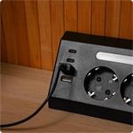 Nabíjecí stanice Huslog 15W 4xzásuvka, 2xUSB-C, 2xUSB, 1x LED světlo černá