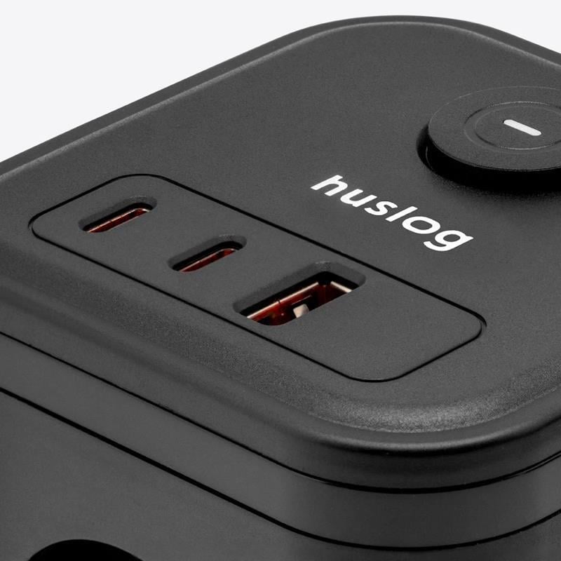 Nabíjecí stanice Huslog 20W 3xzásuvka, 2xUSB-C, 1xUSB černá