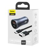 Nabíječka do auta Baseus Golden Contactor Pro s kabelem USB-C 1m 40W 1x USB, 1x USB-C šedá