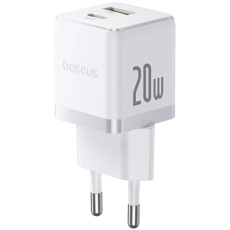 Nabíječka do sítě Baseus Palm 20W, 1xUSB, 1xUSB-C bílá