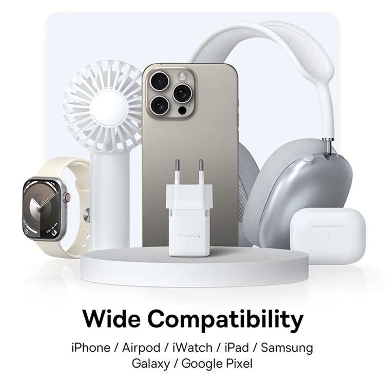 Nabíječka do sítě Baseus Palm 30W, 1xUSB, 1xUSB-C bílá