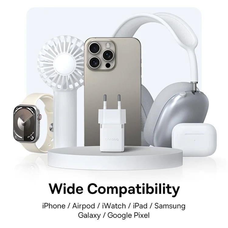 Nabíječka do sítě Baseus Palm 30W, 1xUSB, 1xUSB-C bílá