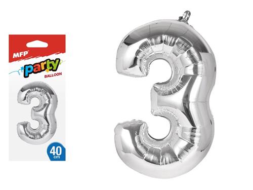 Nafukovací balón č. 3 z fólie 40 cm - strieborný