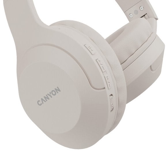 Náhlavná súprava CANYON BTHS-3, USB-C, BT V5.1 JL6956, 300mAh batéria do 15 h, 20Hz-20KHz, béžová (slonovinová)