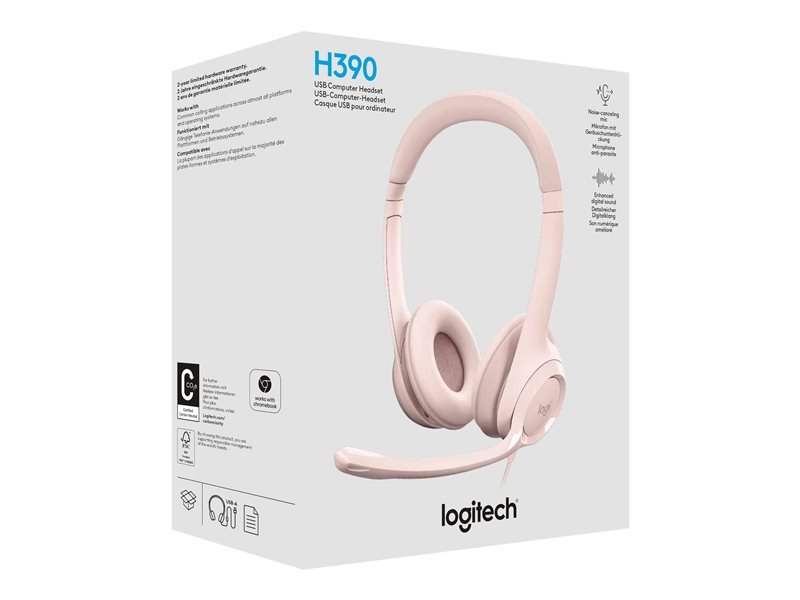 Náhlavná súprava Logitech USB H390, ružová