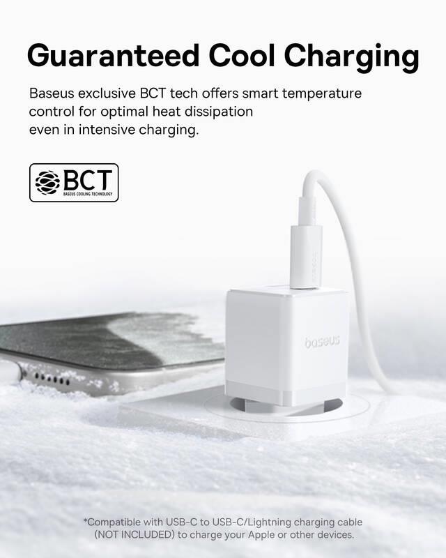 Napájacia nabíjačka Baseus Palm 20W, 1xUSB, 1xUSB-C biela