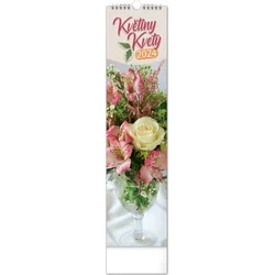 Nástěnný kalendář Květiny – Kvety 2024, 12 × 48 cm