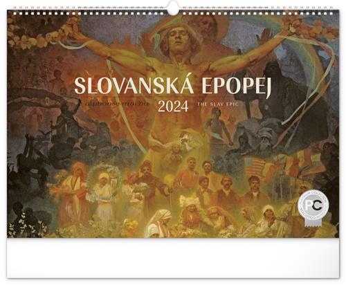 Nástenný kalendár Slovanská epopeja - Alfons Mucha 2024, 48 × 33 cm