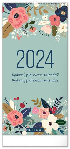 Nástěnný plánovací kalendář Květy 2024, 21 × 42 cm