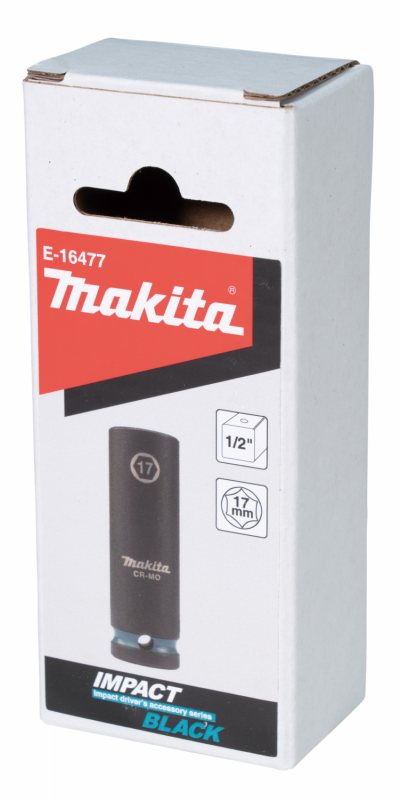 Nástrčný kľúč MAKITA predĺžený 1/2", štvorhranný, IMPACT BLACK, 17 mm