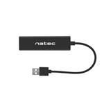 Natec Dragonfly hub, 3x USB 2.0 HUB + RJ45, čierny