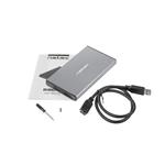 Natec externí box pro HDD 2,5” USB 3.0 Rhino Go, šedý, hliníkové tělo