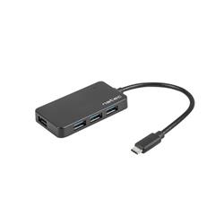 Natec rozbočovač Silkworm, USB-C 4x USB 3.0 HUB, černý