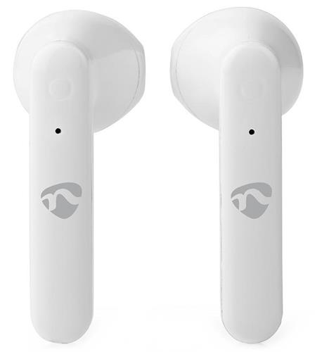 NEDIS bezdrátová sluchátka + mikrofon/ TWS/ BT/ 103 dB/ výdrž 3 hodiny/ hlasové ovládání/ nabíjecí pouzdro/ bílé