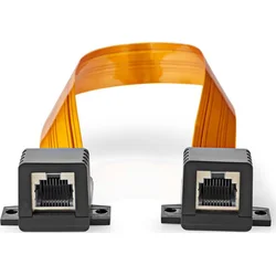 NEDIS Cat 6 UTP kábel/ zásuvka RJ45 - zásuvka RJ45/ pre okenné rámy/ vnútorné a vonkajšie/ plochý/ nylon/ čierny/ 30 cm