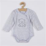 New Baby Kojenecká soupravička do porodnice Sweet Bear šedá, vel. 56 (0-3m)