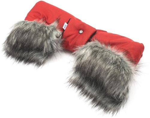 New Baby Rukávník na kočárek 2v1 s kožešinkou red