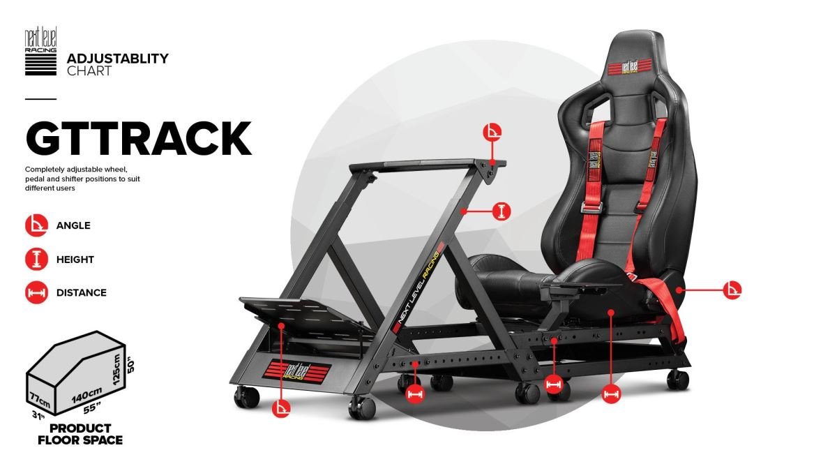 Next Level Racing GTtrack Racing Simulator, pretekársky kokpit