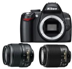 Nikon zrcadlovka D3000 + 18-55 II AF-S DX+55-200 AF-S, 10.2 MPix