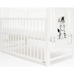 Nová detská postieľka POLLY Zebra so sťahovacou bočnicou biela