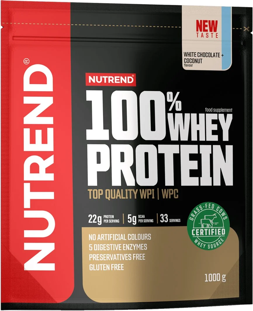 Nutrend 100% WHEY proteín 1000 g, biela čokoláda+kokos