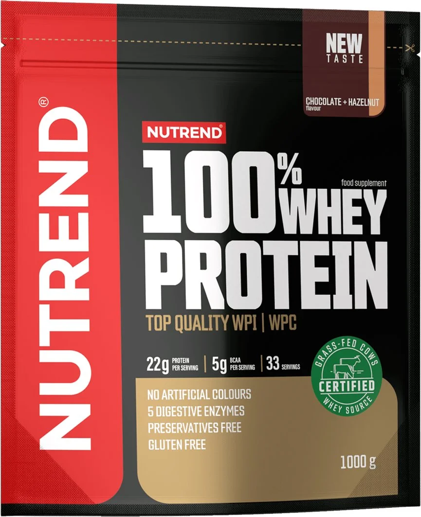 Nutrend 100% WHEY protein 1000 g, čokoláda+lískový ořech