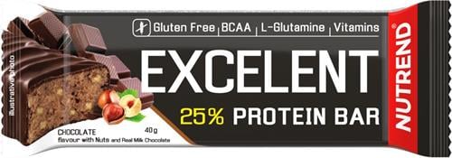 Nutrend EXCELENT proteínová tyčinka, 40g, čokoláda s orechmi
