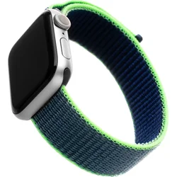 Nylonový remienok FIXED pre Apple Watch 42/44/45 mm, neónovo modrý