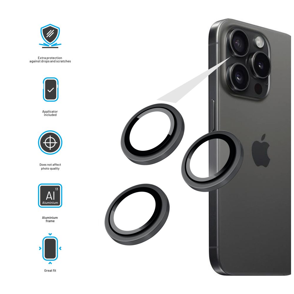 Ochranná skla čoček fotoaparátů FIXED Armor Camera Glass pro Apple iPhone Air, černá