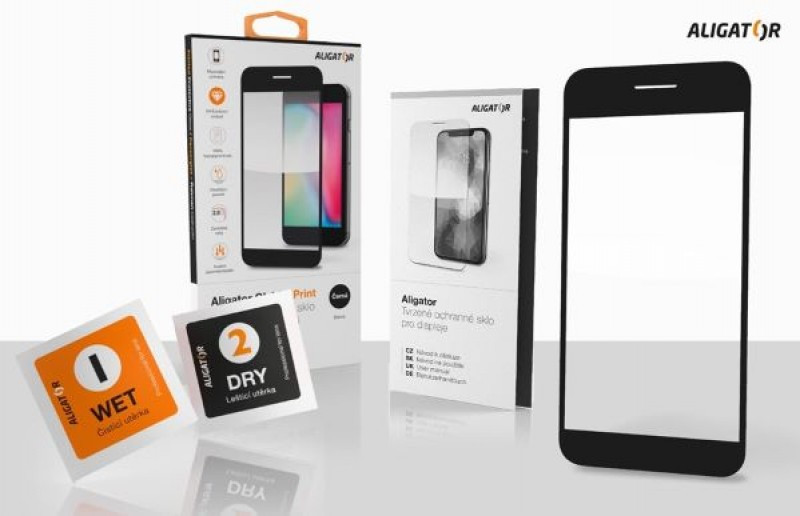 Ochranné sklo GLASS PRINT Samsung Galaxy S24+, čierne, celoplošné lepenie