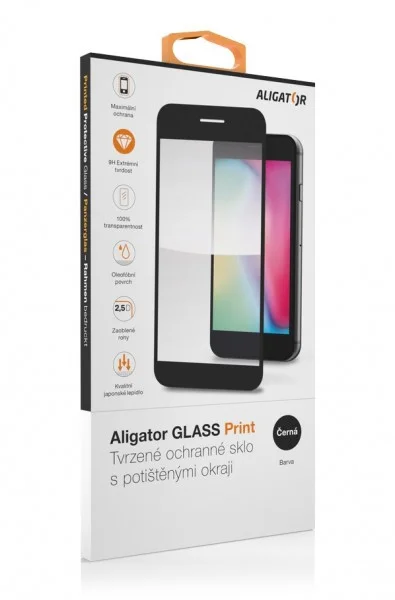 Ochranné sklo GLASS PRINT Samsung Galaxy S24+, čierne, celoplošné lepenie