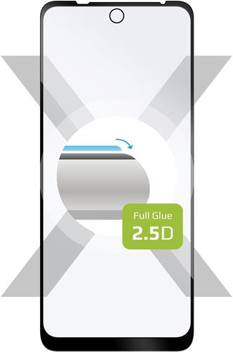 Ochranné tvrdené sklo FIXED Full-Cover pre Motorolu Moto E40, priľnavé na celý displej, čierne
