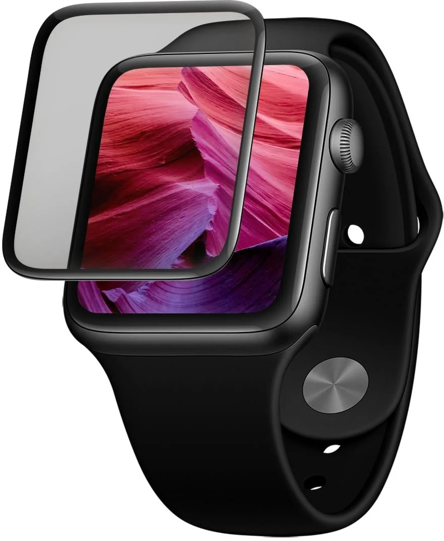 Ochranné tvrzené sklo FIXED 3D Full-Cover pro Apple Watch 44mm s aplikátorem, s lepením přes celý displej, černé