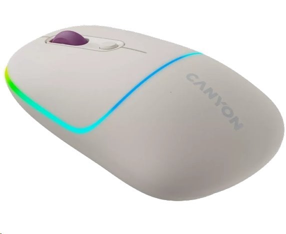 Optická bezdrôtová myš CANYON MW-22, RGB, 800/1200/1600 dpi, 4 tl, BT+2,4 GHz, batéria 650 mAh, ryža