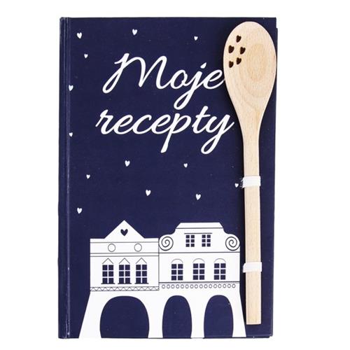 Orion Kniha na recepty+vařečka DOMKY, modrá 