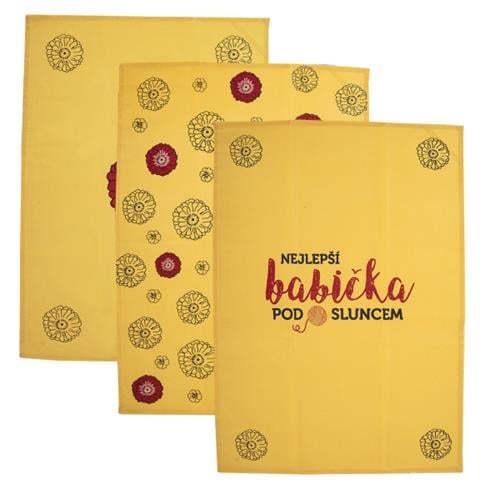 Orion Kuchynská utierka bavlnená NEJLEPŠÍ BABIČKA, 3 ks