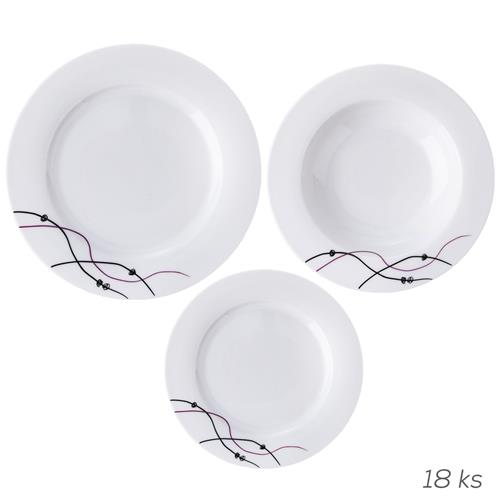 Orion Sada jídelní porcelánová Vlnky 18 ks, kulatá 