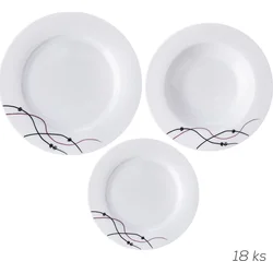 Orion Sada jídelní porcelánová Vlnky 18 ks, kulatá 