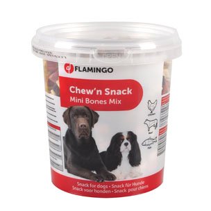 Pamlsky pre psov v tvare kosti Flamingo mini mix 500g