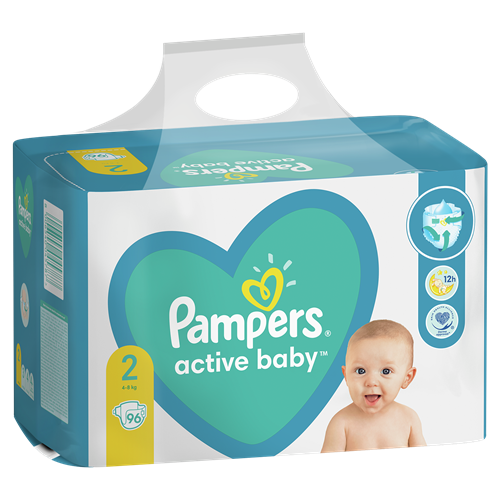 Pampers Active Baby Plenky Velikost 2, 4kg-8kg, 96ks