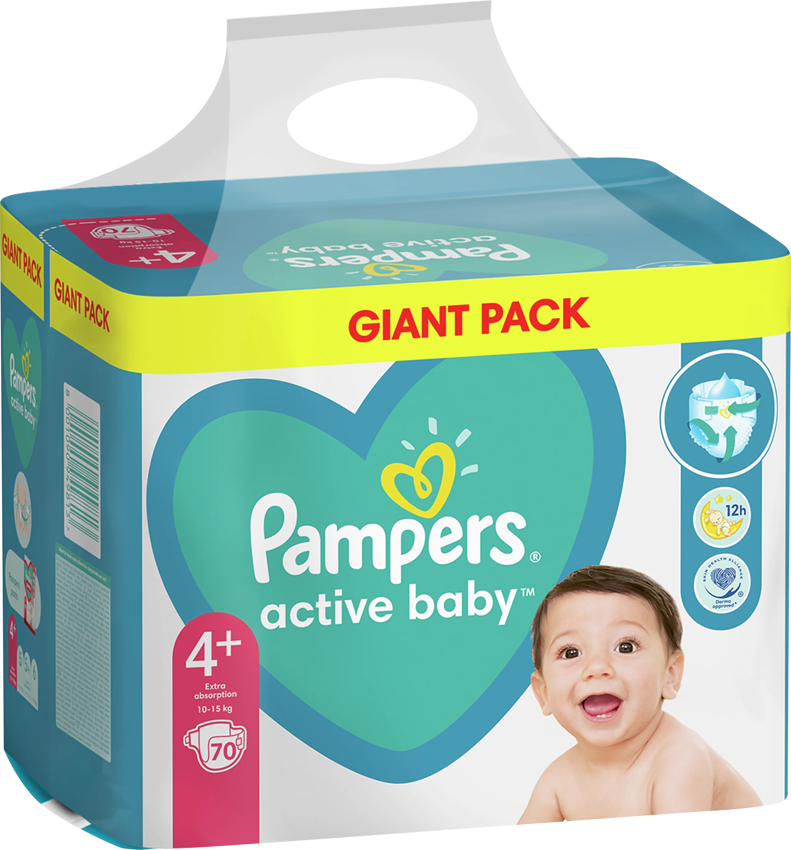 Pampers Active Baby Plenky Velikost 4+, 10kg-15kg, 70ks