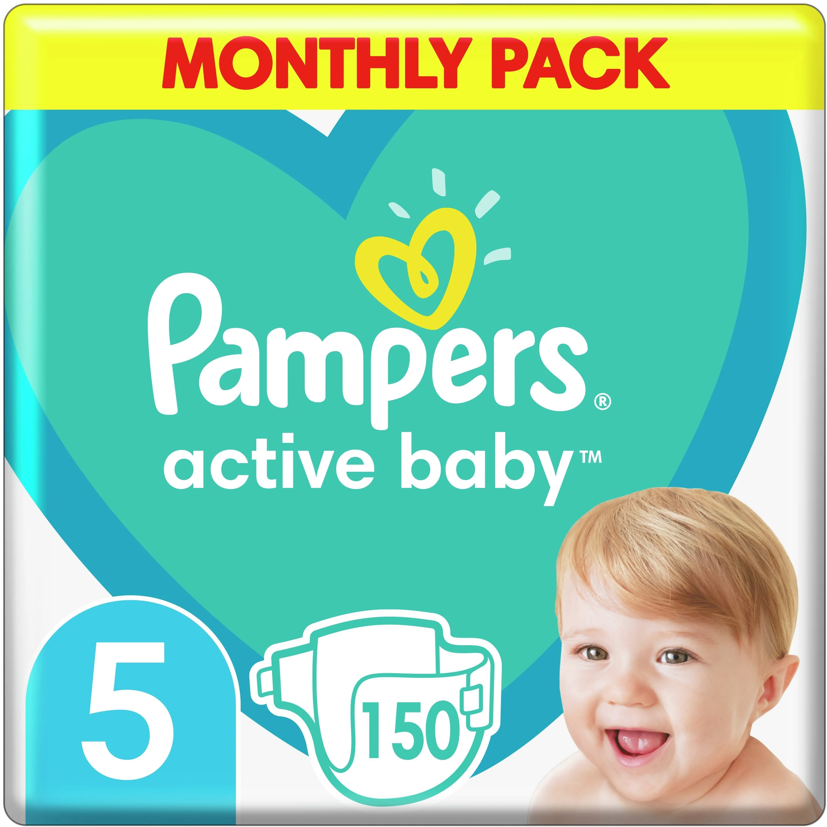 Pampers Active detské plienky veľkosť 5, 11kg-16kg, 150ks