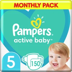 Pampers Active detské plienky veľkosť 5, 11kg-16kg, 150ks